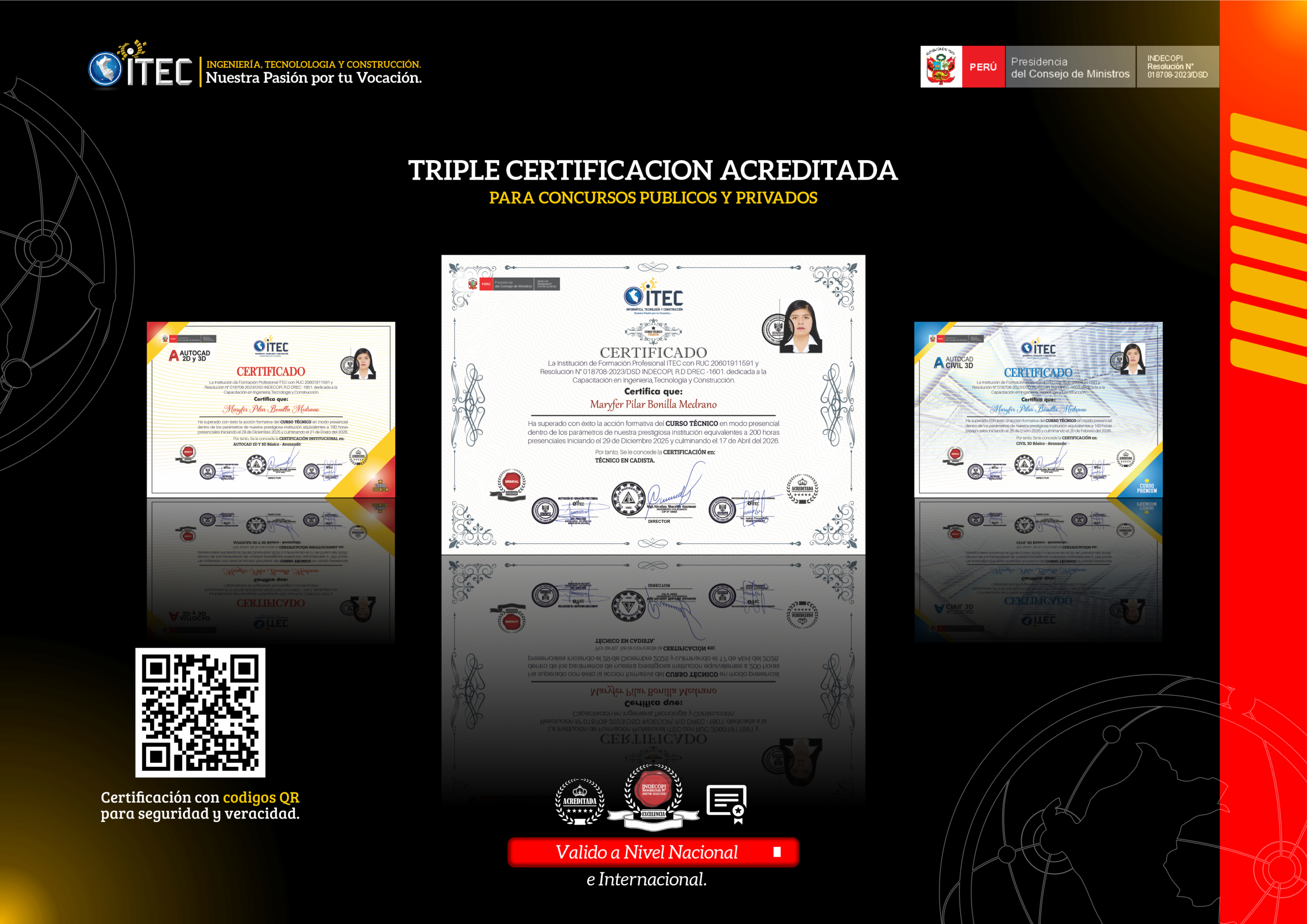 Certificación del curso Técnico en Cadista
