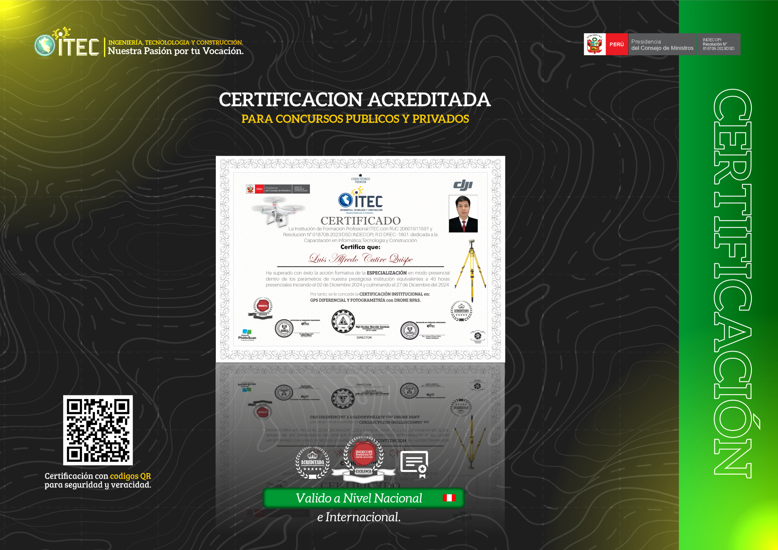 Certificación del curso Fotogrametría RPAS y GPS Diferencial GNSS.